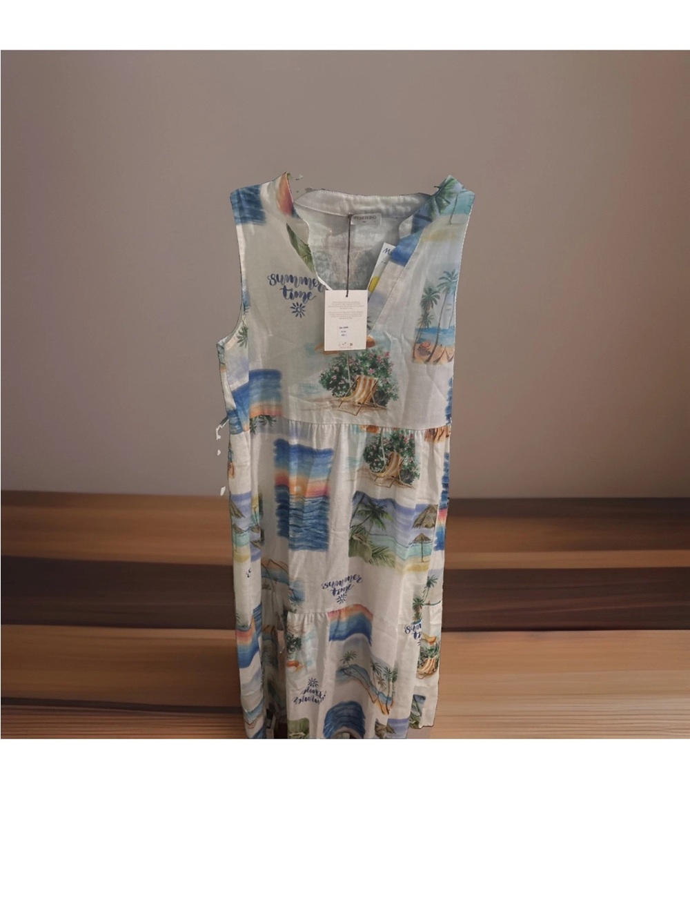 Sleeveless Summer Print Midi Dress in Multi-Color Italy